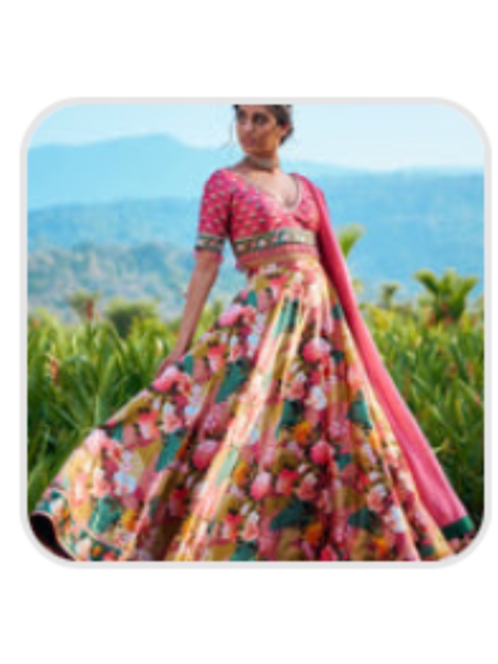 Hot pink floral lehenga (Lashkaraa)
